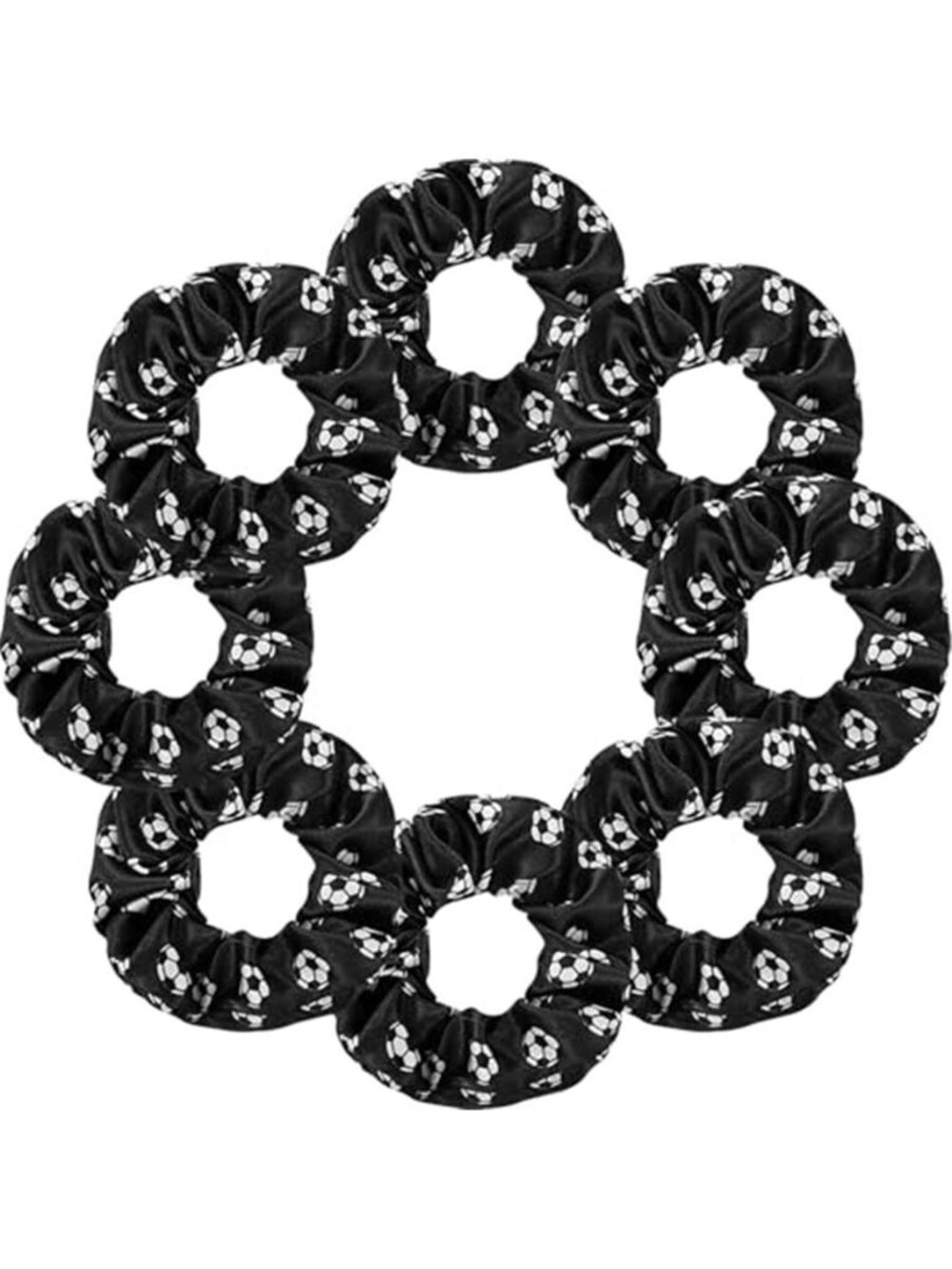 WILLBOND 8 Pcs Soccer Hair Scrunchies Black Soccer for Girls